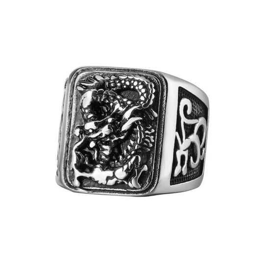 Romantic Dainty Dragon Signet Rings For Women Korean Accessories Stainless Steel Jewelry Gifts For Girlfriend Spiritual Products