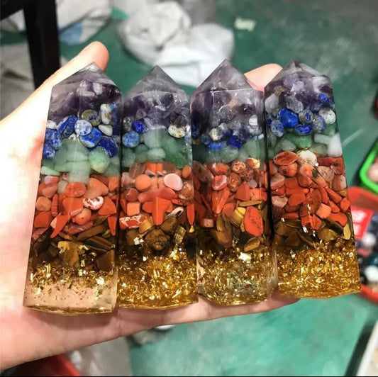 Crystals Resin Chakra Chips Tower Feng Shui Gems And Minerals Wand Point For Spiritual Products